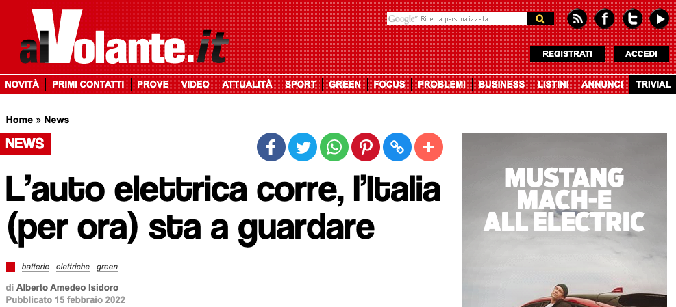 L’ auto elettrica corre, l’Italia (per ora) sta a guardare