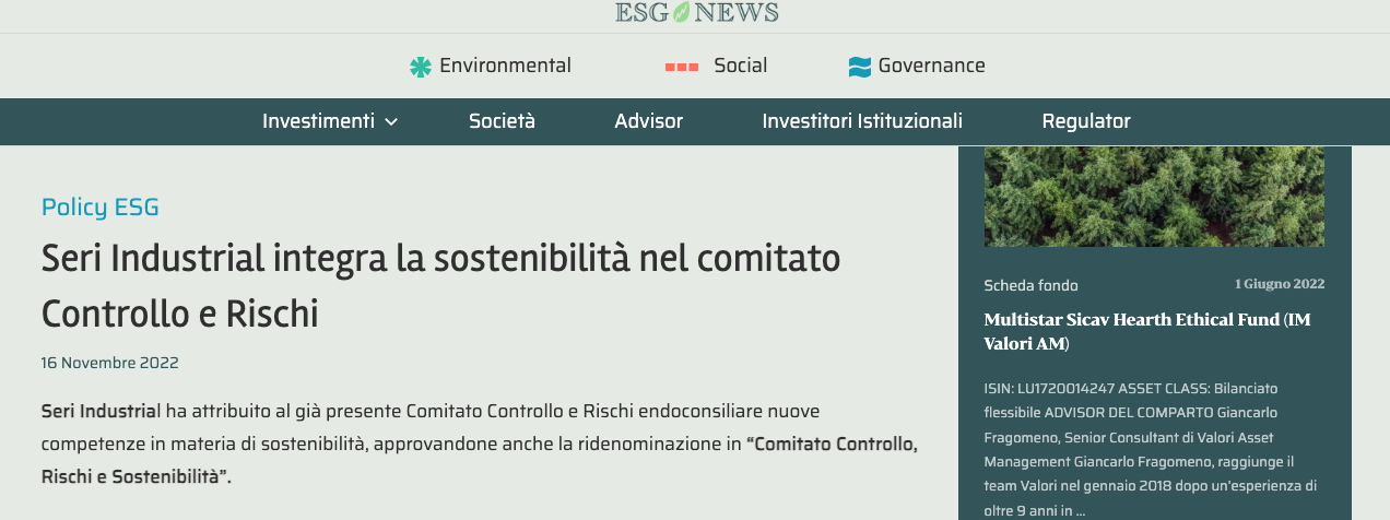 Seri Industrial integrates sustainability into the Risk and Control Committee