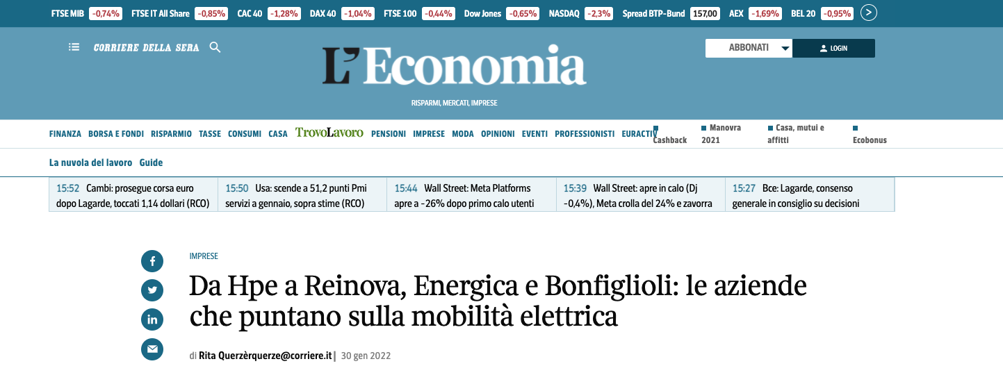 Da Hpe a Reinova, Energica e Bonfiglioli: le aziende che puntano sulla mobilità elettrica