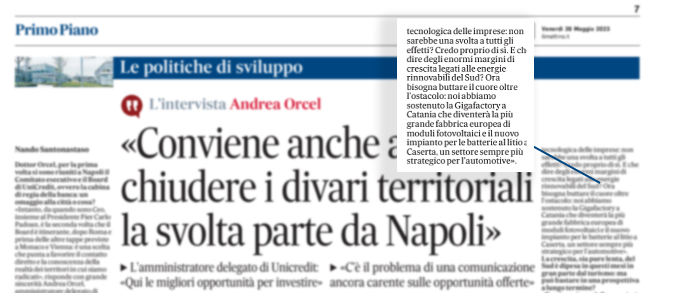 Andrea Orcel, amministratore delegato di UniCredit: «Conviene anche al Nord chiudere i divari territoriali»