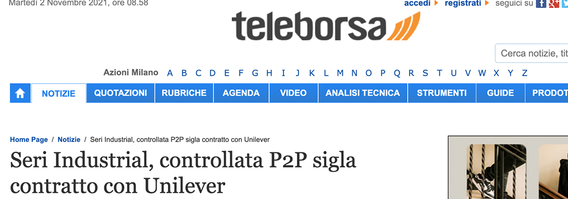 Seri Industrial, controllata P2P sigla contratto con Unilever